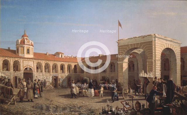 Apraksin Market in St. Petersburg, 1862. Artist: Vereshchagin, Pyotr Petrovich (1836-1886)