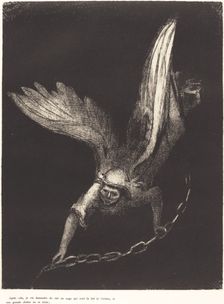 Apres cela je vis descendre du ciel un ange qui avait la clef de l'abime, et une grande..., 1899. Creator: Odilon Redon