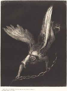 Apres cela je vis descendre du ciel un ange qui avait la clef de l'abime, et une grande..., 1899. Creator: Odilon Redon