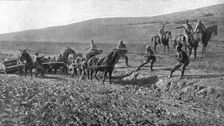 Apres la prise de Monastir; les difficultes du ravitaillement sur les routes de la vallee..., 1916. Creator: Unknown