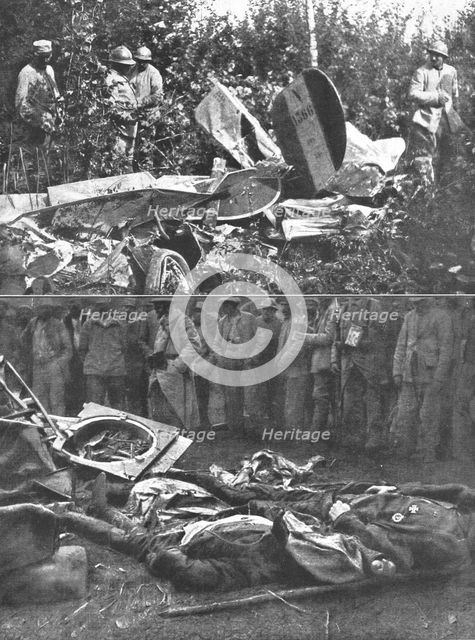 'Apres un corps a corps fantastique a quatre mille metres; les debris de l'avion de Terline, 1916. Creator: Unknown.