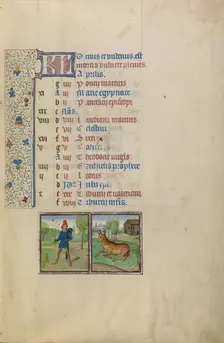April Calendar Page: Picking Flowers: Taurus; Arenberg Hours, early 1460s. Creator: Workshop of Willem Vrelant