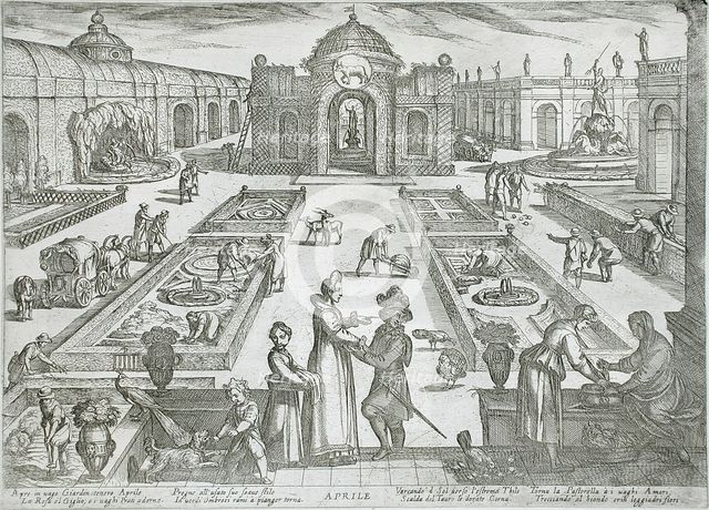 April: A Garden, published 1599. Creator: Antonio Tempesta.