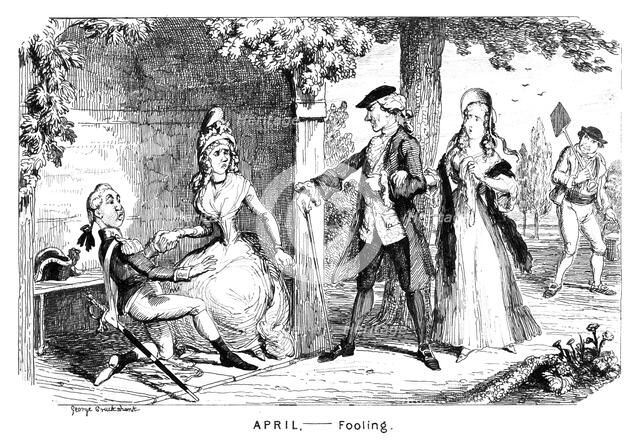 'April - Fooling', c1839.Artist: George Cruikshank