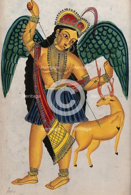Apsara with pet deer. Creator: Unknown.