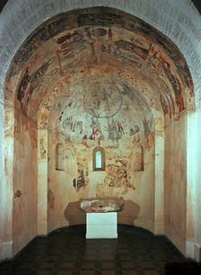 Apse of the chapel of Saint Michael in the Marmellar Castle in Baix Penedès