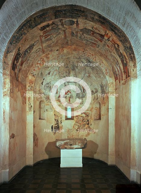 Apse of the chapel of Saint Michael in the Marmellar Castle in Baix Penedès.