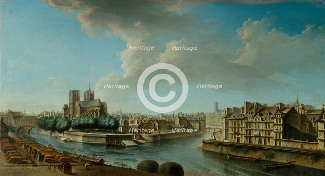 Apse of Notre-Dame and western tip of Ile Saint-Louis, 1769. Creator: Nicolas Raguenet.