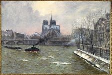 Apse of Notre-Dame, seen from the Pont de la Tournelle, snow effect, 1902. Creator: Siebe Johannes ten Cate