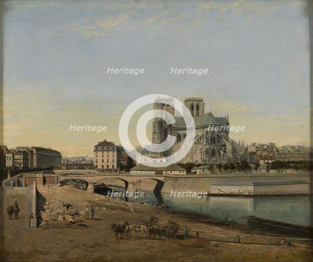 Apse of Notre-Dame, seen from the Quai de la Tournelle, 1860. Creator: Harrouart, Emile (1826-?).