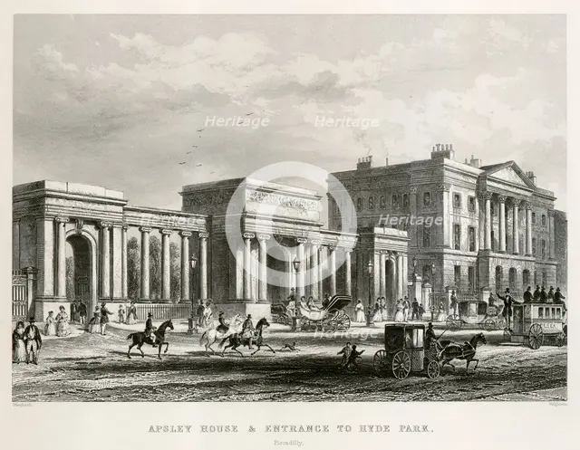 Apsley House, Hyde Park Corner, London, 1850. Artist: Thomas Hosmer Shepherd.