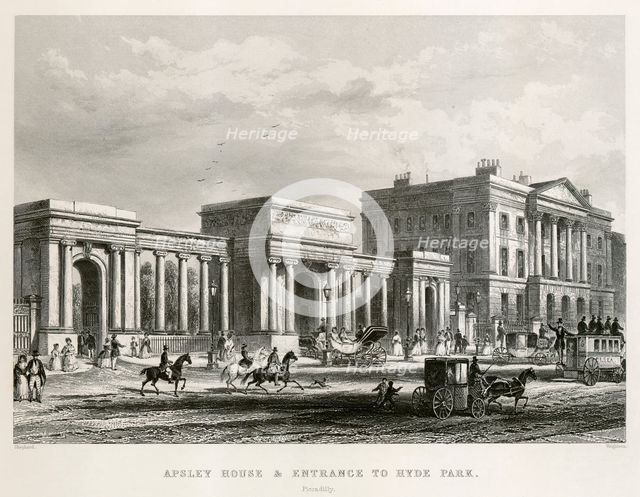 Apsley House, Hyde Park Corner, London, 1850. Artist: Thomas Hosmer Shepherd.