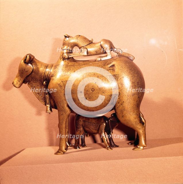 Aquamanile, cast bronze Persian (Khurusan) animal statue, 1206. Artist: Unknown.