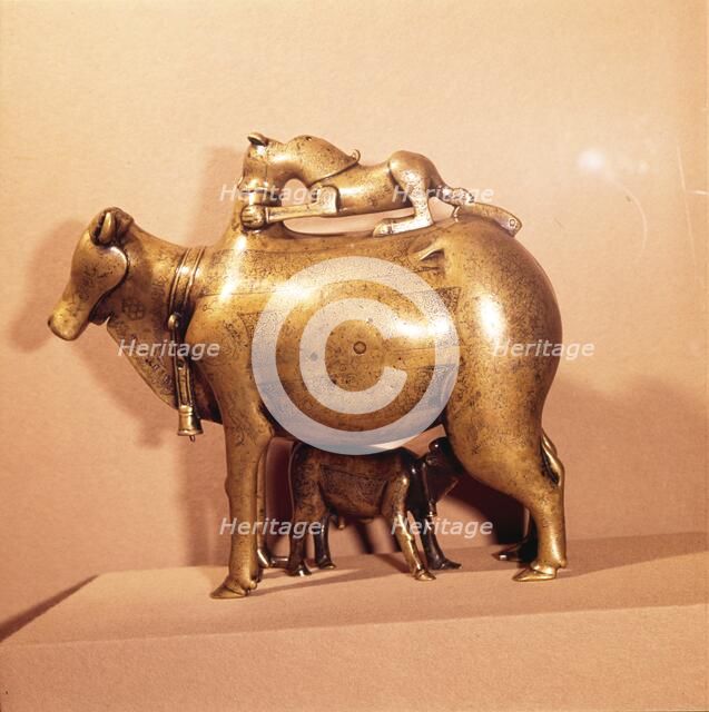 Aquamanile, cast bronze Persian (Khurusan) animal statue, 1206. Artist: Unknown.