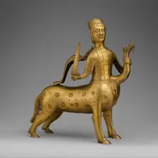 Aquamanile in the Form of a Crowned Centaur Fighting a Dragon, German, 1200-1225. Creator: Unknown