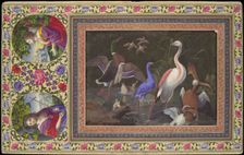 Aquatic Birds at a Pool, Folio from the Davis Album, 18th century. Creator: Unknown