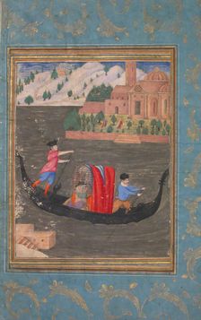 Aquatic Scene with Three Men in a Gondola, late 16th-early 17th century. Creator: Unknown