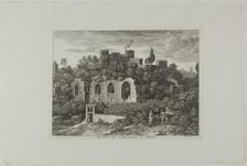 Aqueduct Below the Monastery of St. Bonaventura in Rome, plate ten from Die Römische..., 1810. Creator: Joseph Anton Koch