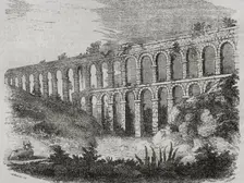 Aqueduct of Tarragona, also known as the Bridge of Ferreres or Pont del Diable, Catalonia, 1852. Creator: Cibera