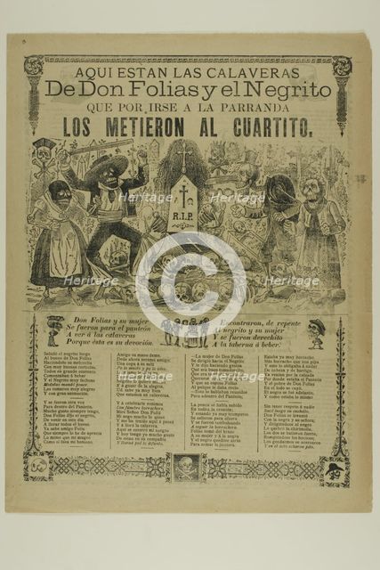 Aquí están las calaveras de Don Folias y el Negrito (Here Are the Calaveras of Don Folias..., n.d. Creator: José Guadalupe Posada.