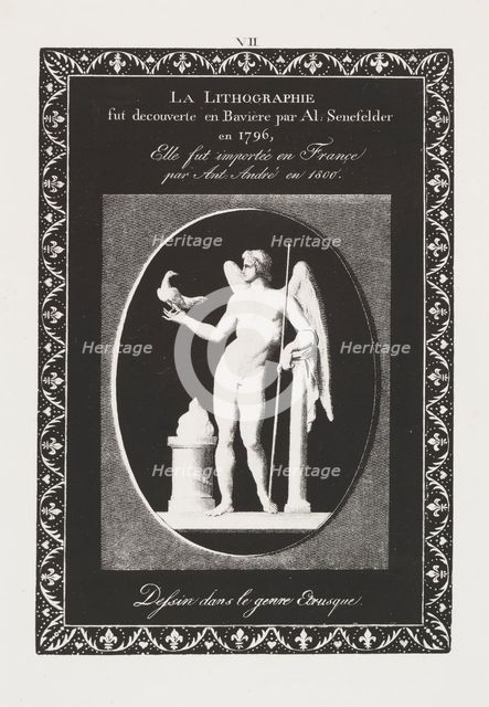 Art of the Lithograph: Dedication Sheet, Plate VII, 1819. Creator: Alois Senefelder (German, 1771-1834).