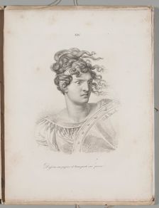 Art of the Lithograph: Head of an Amazon, Plate XIV , 1819. Creator: Alois Senefelder (German, 1771-1834)