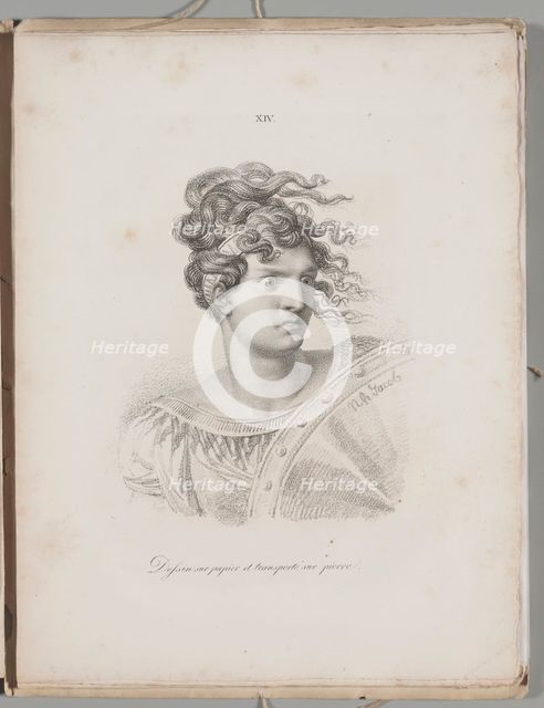 Art of the Lithograph: Head of an Amazon, Plate XIV , 1819. Creator: Alois Senefelder (German, 1771-1834).