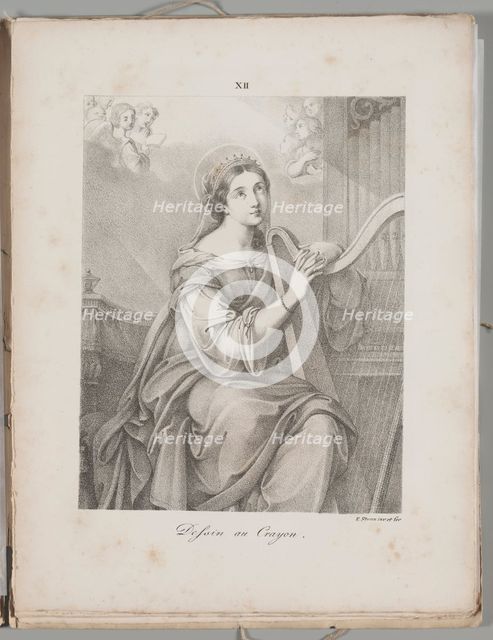 Art of the Lithograph: Saint Cecily, Plate XII , 1819. Creator: Alois Senefelder (German, 1771-1834).