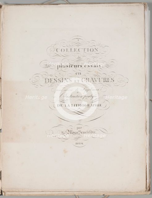 Art of the Lithograph: Title Page, Plate I, 1819. Creator: Alois Senefelder (German, 1771-1834).