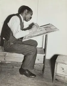 Art class, male student, 1938. Creator: Basil