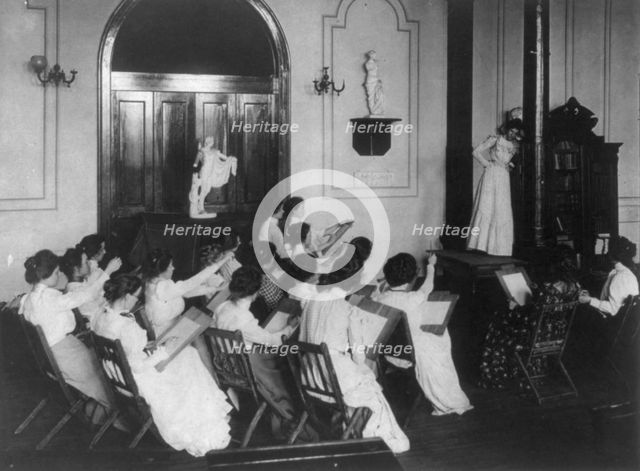 Art class with live model, Normal School, Washington, D.C., (1899?). Creator: Frances Benjamin Johnston.