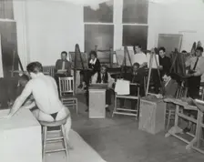 Art class with male subject at the Harlem Community Art Center, 1938. Creator: Basil