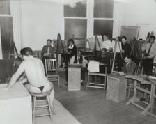 Art class with male subject at the Harlem Community Art Center, 1938. Creator: Basil