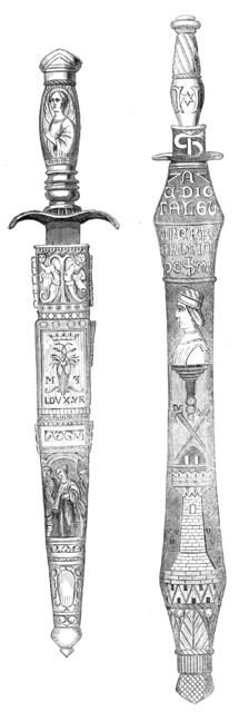 Art Collections in the South Kensington Museum: ivory daggers of the Dukes of Urbino, 1869. Creator: Unknown