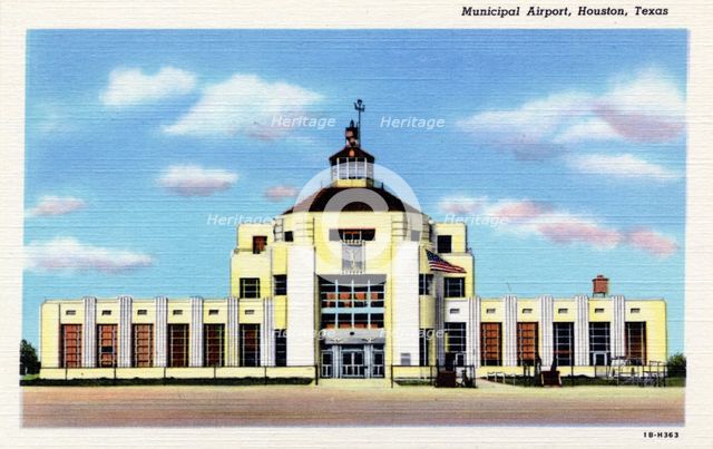 Art Deco style terminal building, Municipal Airport, Houston, Texas, USA, 1941. Artist: Unknown