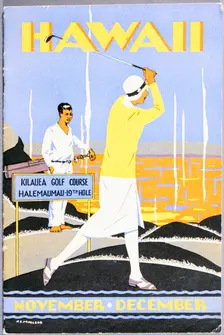 Art Deco poster for golfing holidays in Hawaii, c1930s. Creator: Unknown