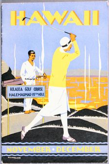 Art Deco poster for golfing holidays in Hawaii, c1930s