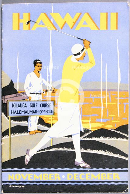 Art Deco poster for golfing holidays in Hawaii, c1930s. Artist: Unknown