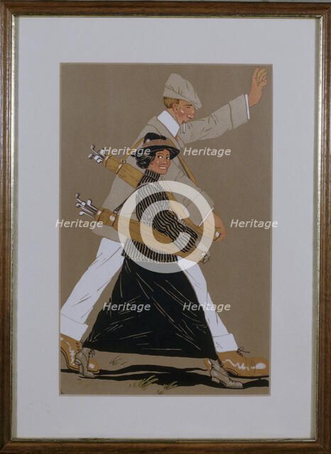 Art Deco print with golfing theme, Austria, c1920s. Artist: Unknown