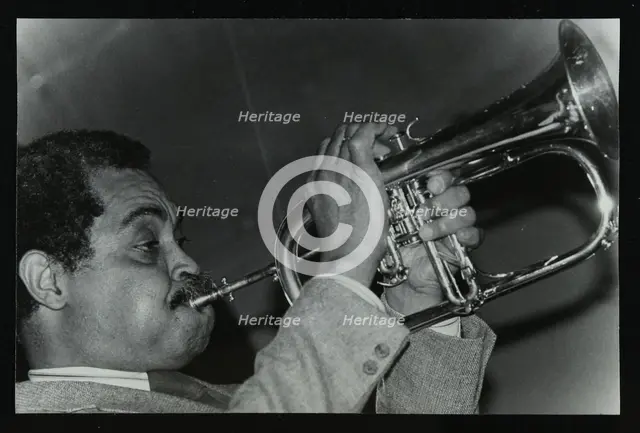 Art Farmer on the flugelhorn at The Bell, Codicote, Hertfordshire, 25 February 1985. Creator: Denis Williams.