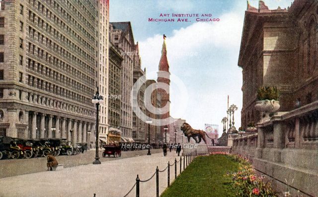 Art Institute and Michigan Avenue, Chicago, Illinois, USA, 1910. Artist: Unknown