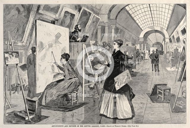 Art Students and Copyists in the Louvre Gallery, Paris, 1864. Creator: Winslow Homer (American, 1836-1910).