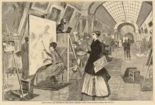 Art-Students and Copyists in the Louvre Gallery, Paris, published 1868. Creator: Winslow Homer