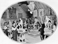 Art students in a sculpture modelling class, London, c1900 (1901)
