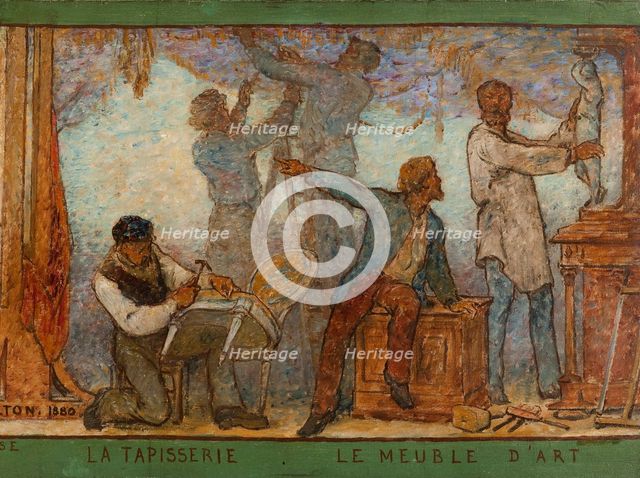 Art spreads its light far and wide: Crafts and industrial design: Sketch for the drawing..., 1880. Creator: Edmond Eugene Valton.