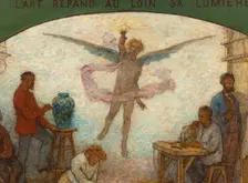 Art spreads its light far and wide: Crafts and industrial design: Sketch for the drawing..., 1880. Creator: Edmond Eugene Valton