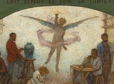 Art spreads its light far and wide: Crafts and industrial design: Sketch for the drawing..., 1880. Creator: Edmond Eugene Valton