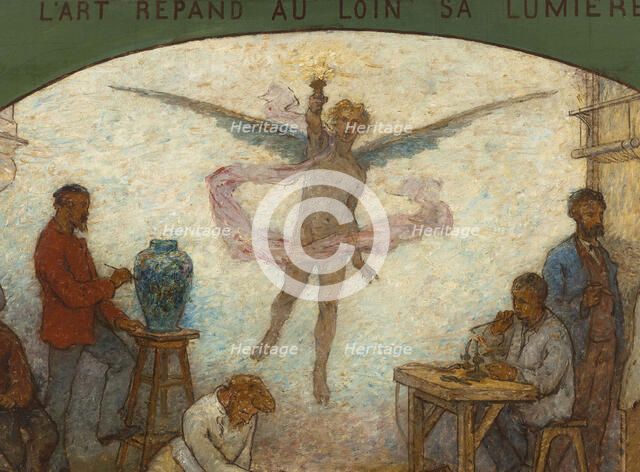 Art spreads its light far and wide: Crafts and industrial design: Sketch for the drawing..., 1880. Creator: Edmond Eugene Valton.