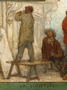 Art spreads its light far and wide: Crafts and industrial design: Sketch for the drawing..., 1880. Creator: Edmond Eugene Valton