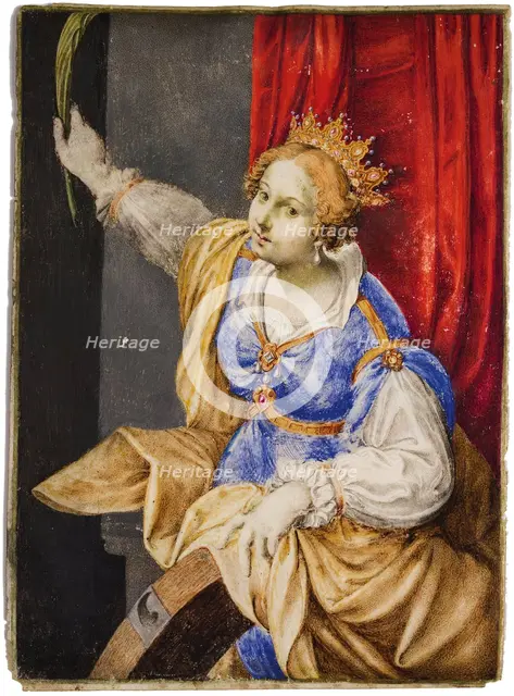 Artemisia Gentileschi as Saint Catherine of Alexandria, Mid of 17th cen.. Creator: Corvina, Maddalena (1607-1664).